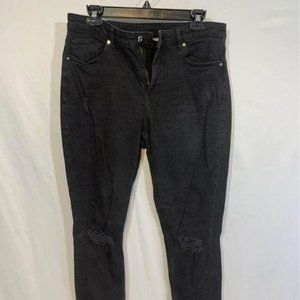 h&m DIVIDED black jeans - raw hem. Womans size 10. Distressed